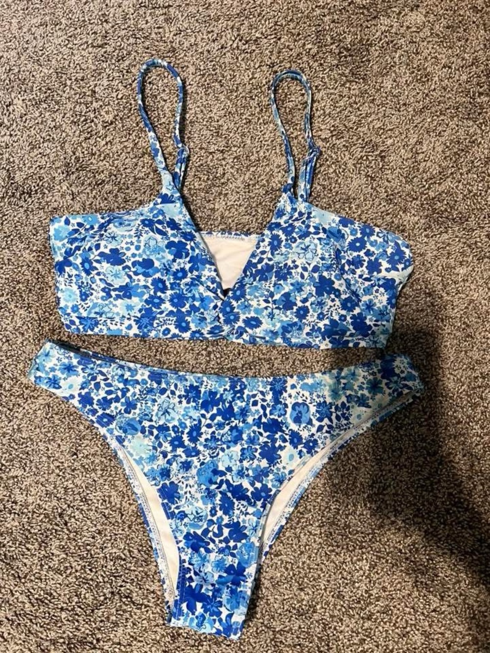 SHEIN Blue Floral Two-Piece Bikini Set